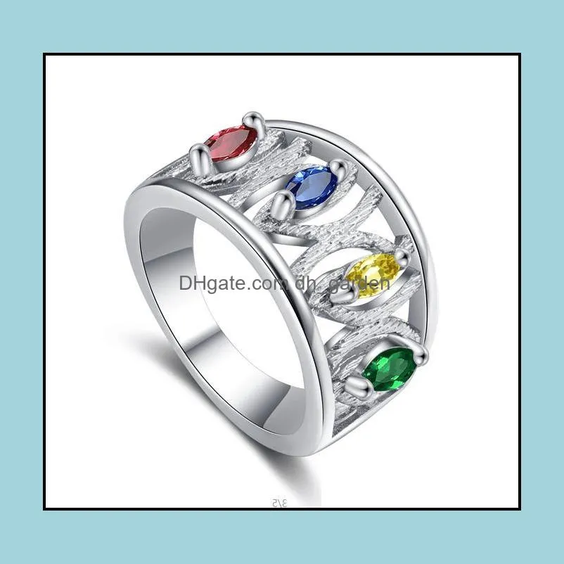 wedding rings silver ring classic delicate colored zircon ladies hand jewelrywedding brit22
