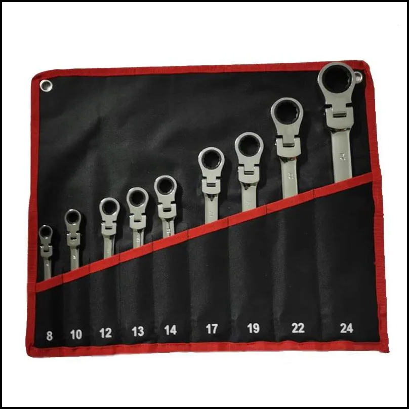 flex head ratcheting wrench set combination ended spanner kits chrome vanadium steel hand tools socket key ratchet set 220428