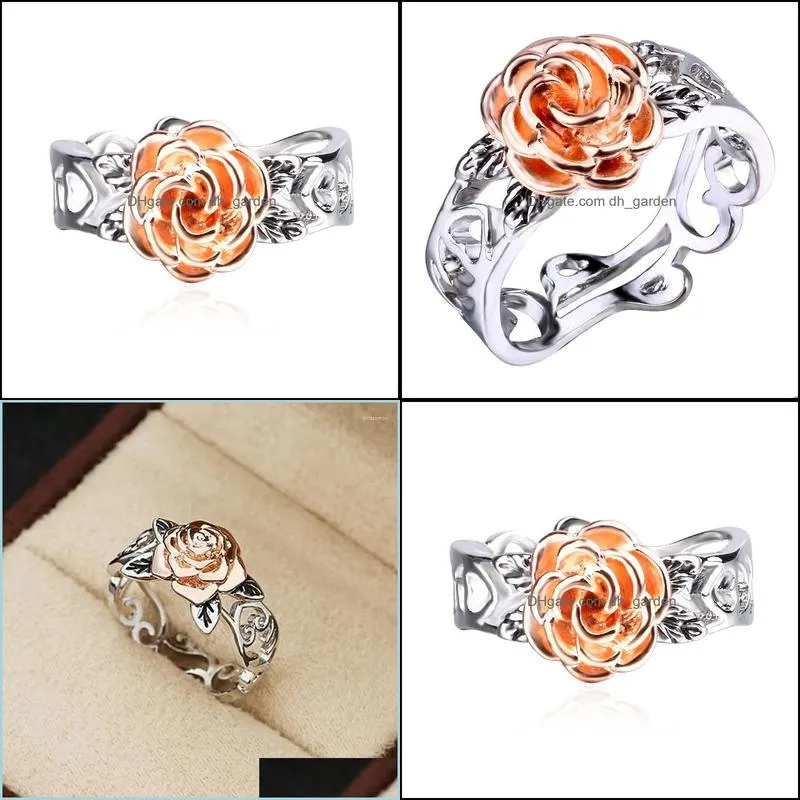 wedding rings rose flower carving for women fashion jewelry antique silver color engagement female anelwedding brit22