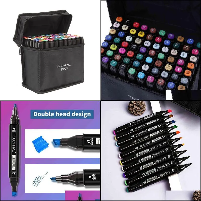 30/40/60/80 colors art markers alcohol oil ink dual brush pen manga student sketch drawing supplies for ist 211104