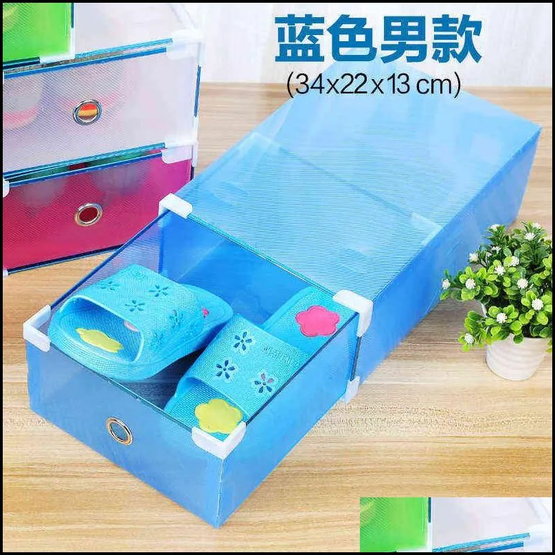 5pcs transparent shoe box dustproof storage can be superimposed combination cabinet clamshell men and women 211102
