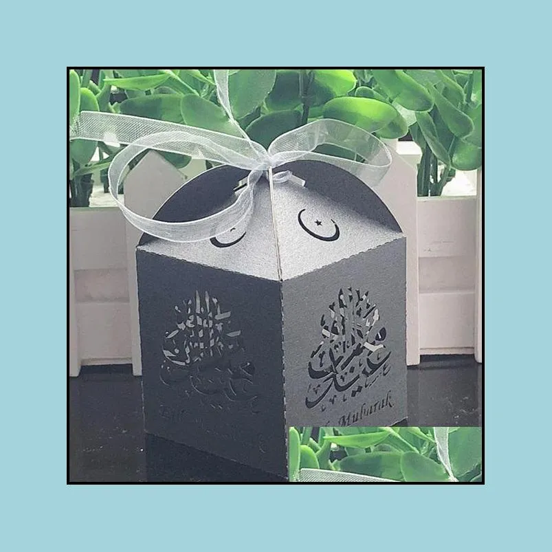 50pcs eid mubarak candy box ramadan kareem gift bag storage diy happy alfitr islam decoration party supplies 220427