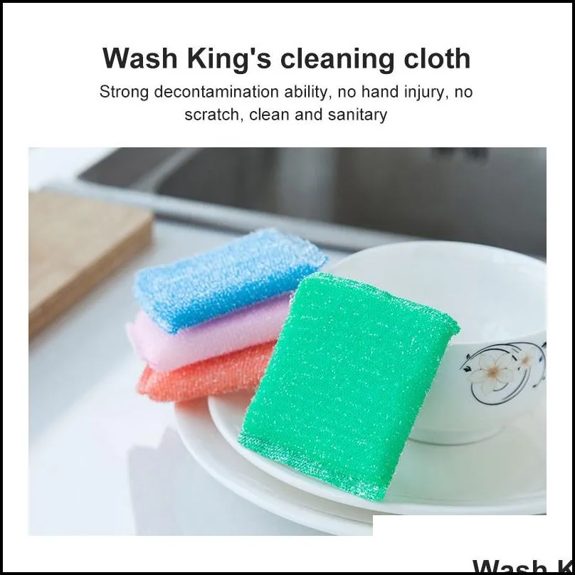 4pcs lot stainless steel wire sponge scouring cloth kitchen decontamination clean bowl dish pot brush household cleaning tool 220926