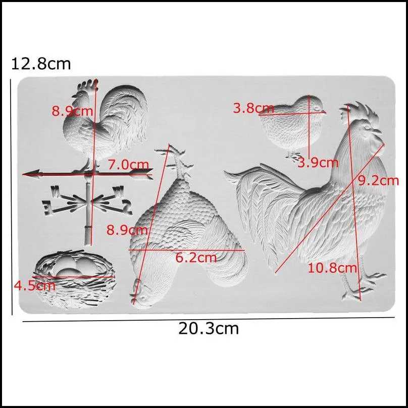 farm animals pig horse rabbits rooster chick silicone mold fondant cakes decorating mould sugarcraft chocolate baking tools 220601