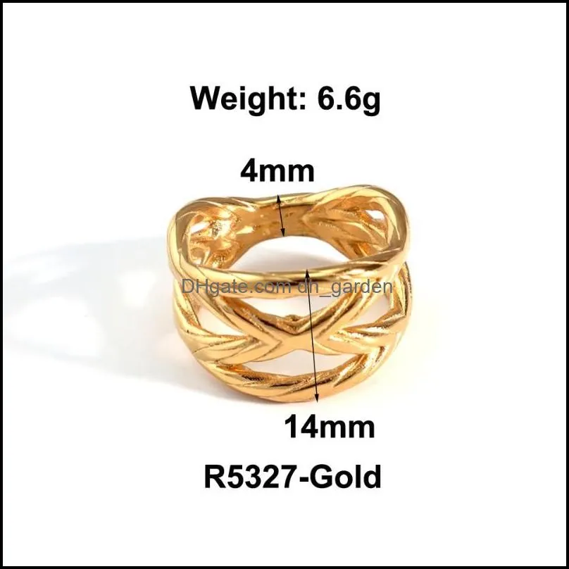 cluster rings trendy elegant tie gold color for women stainless steel jewelry punk design 18 k metal texture ring gala female gift
