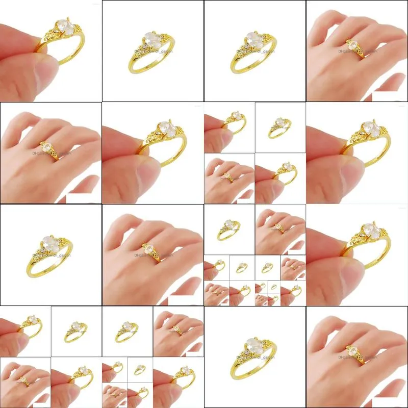 wedding rings size 5 6 7 8 9 yellow gold finger female ring bijoux 24k color zirconia engagement for women giftwedding brit22