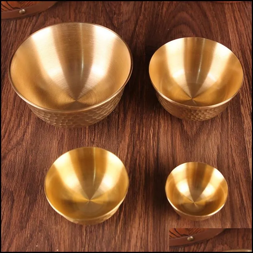 gold hammer brass drinking bowl thicken auspicious tribute 4 sizes engraving holy water cup buddhist bowl homes gift decorative