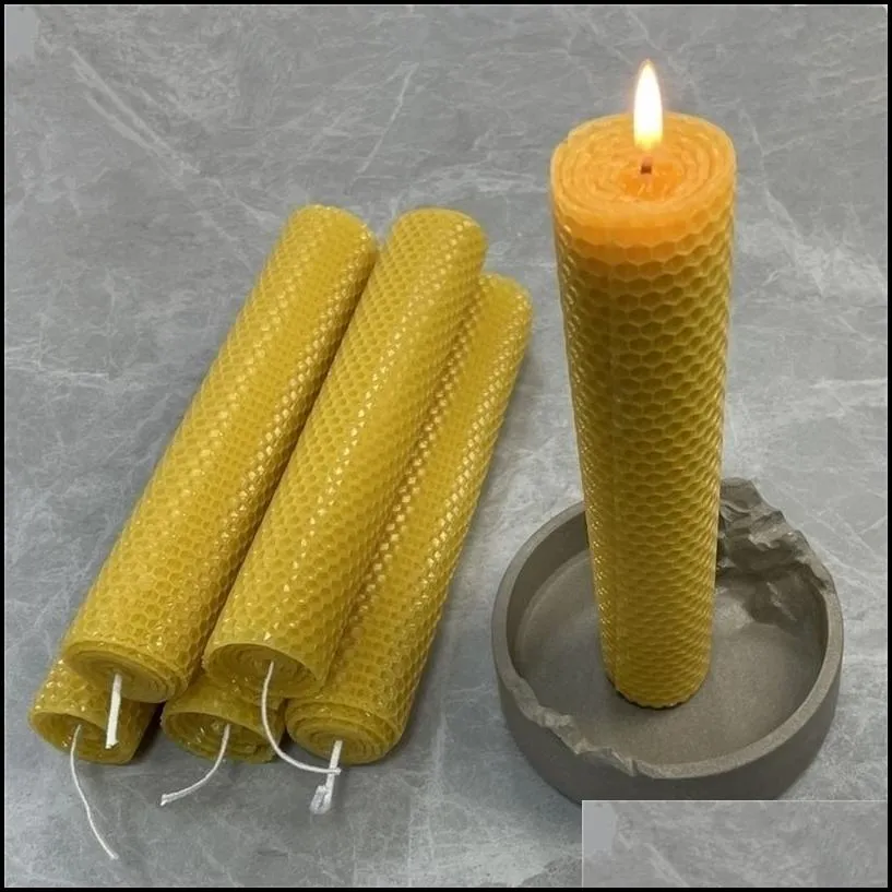 5pcs/set diameter 35cm height 195cm natural yellow beeswax rolled candle handmade diy honey long rod bees wax honeycomb