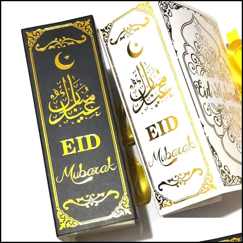 20/50/100pcs foil gold quran style eid mubarak candy box islam ramadan gift muslim festival party decoration supplies 220427