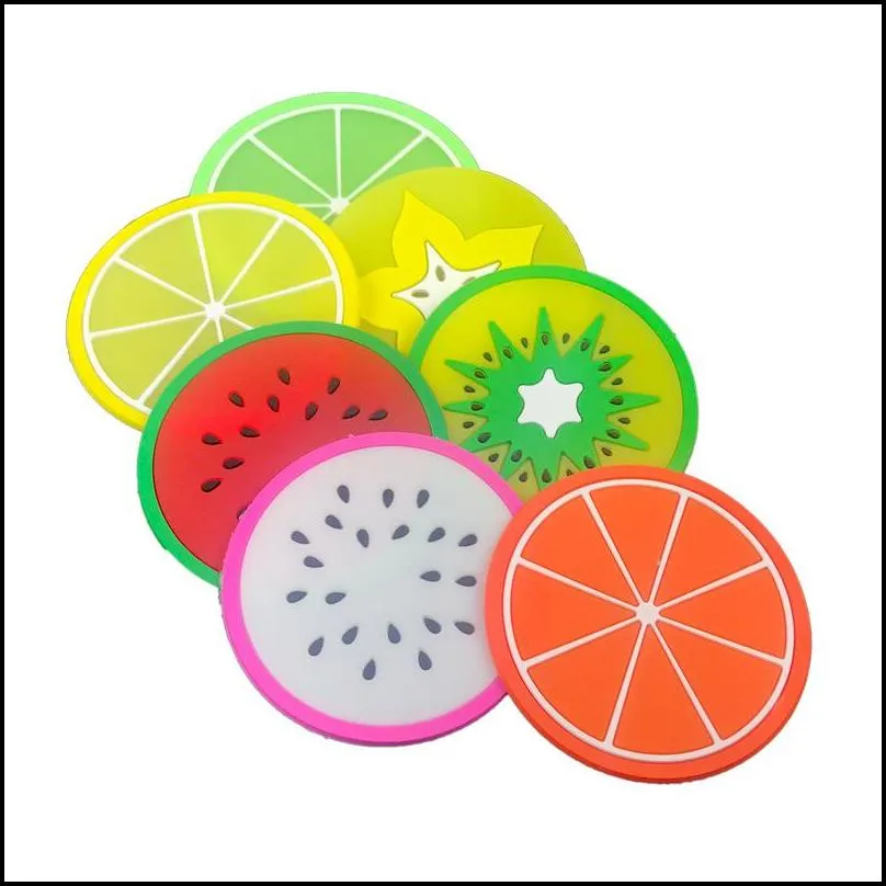 fruit silicone coaster jelly color creative nonslip insulation pad coaster table decoration coffee mat