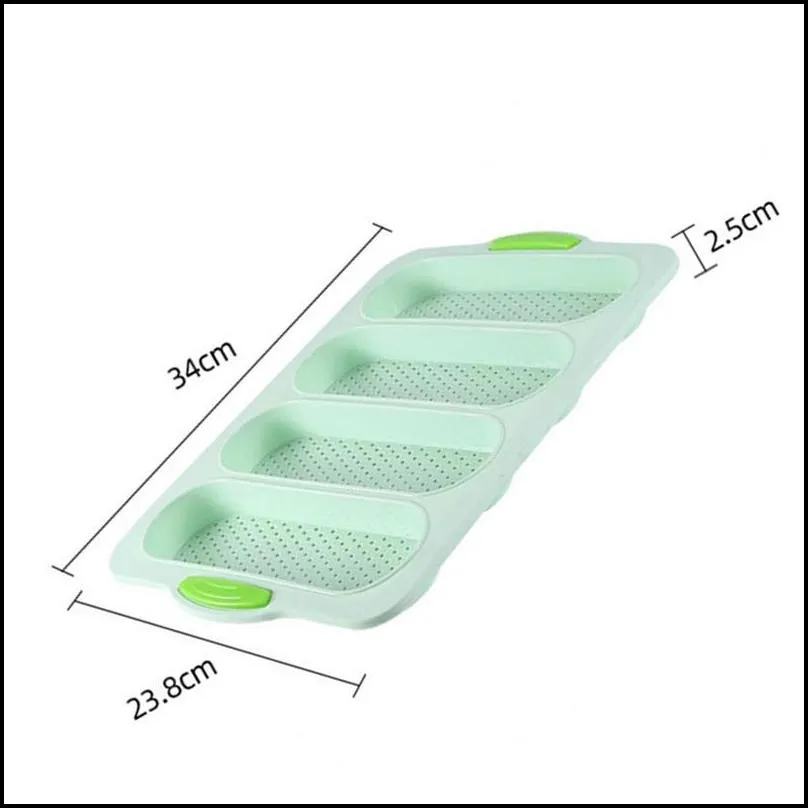 baking mold food grade 4 grids baguettes silicone mould tray anti scalding non stick bread cake molds kitchen tool accessories 220601