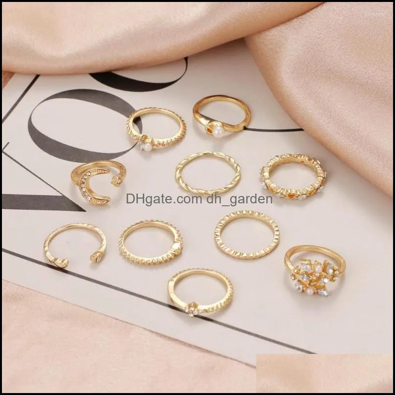 cluster rings ifme bohemian gold chain set for women fashion boho coin snake moon small size crystal party 2022 trend jewelry gift