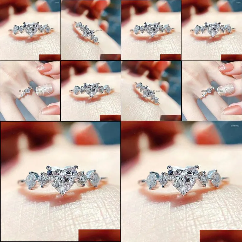 wedding rings aesthetic heart women accessories crystal cubic zirconia statement love ring ladys fashion jewelrywedding brit22