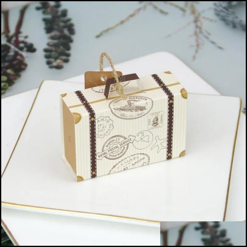 50pcs mini suitcase kraft paper candy box gifts box travel themed wedding party favors for baby shower birthday party supplies