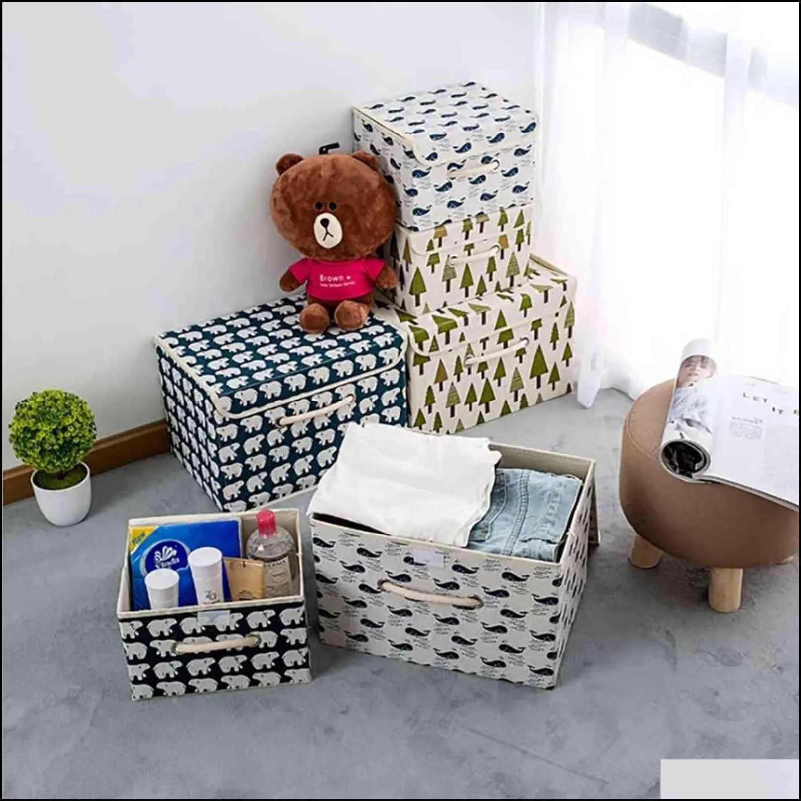 foldable square desktop storage basket sundries box underwear cosmetic organizer jewelry scarf socks bags 211102