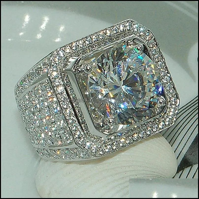 wedding rings luxury full blue crystal big stone cubic zirconia for men and women male metal plated zircon ring sz 613 y40wedding
