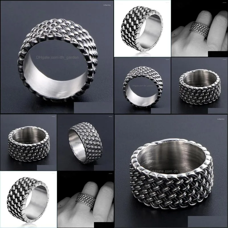 cluster rings sales retro cool weaved for men wedding bands jewelry fashion stainless steel mens man ring gifts anel