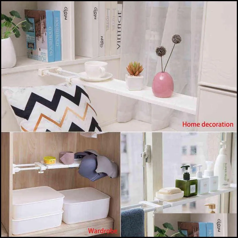 adjustable closet organizer storage shelf wall mounted kitchen rack space saving wardrobe decorative shelves cabinet holders 211102