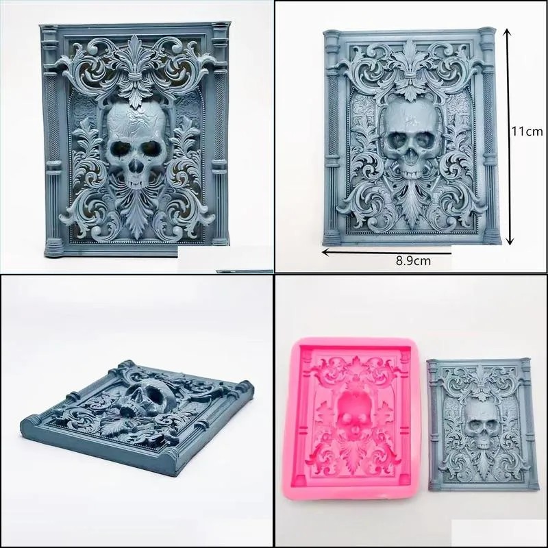 exquisite pattern skull silicone mold diy to make resin plaster model indoor home decoration tool 220601