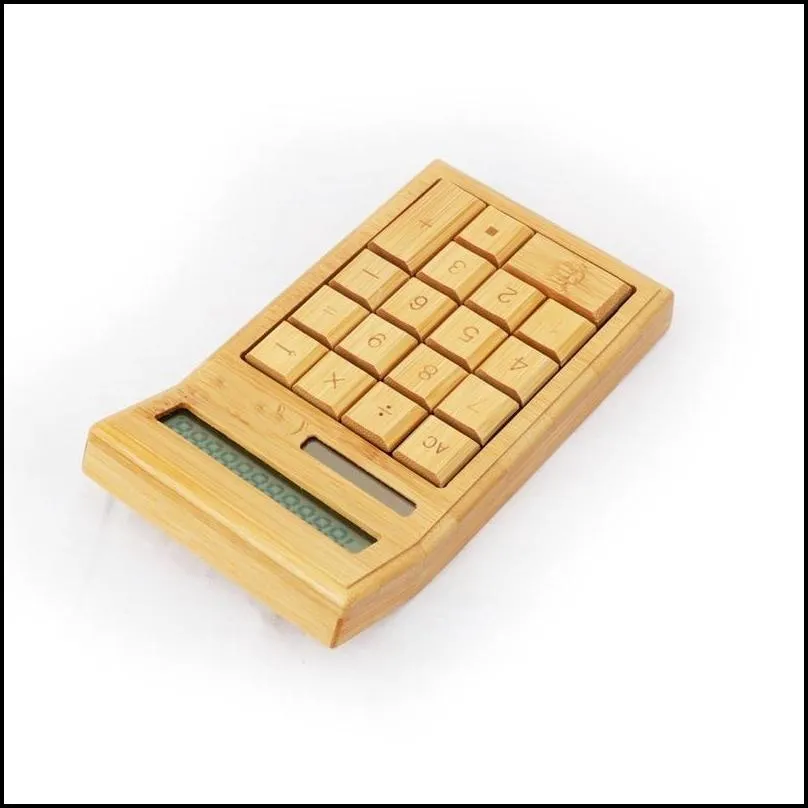 bamboo office calculator 12 digit lcd display school special gift christmas calculate commercial tool battery solar powered 220510