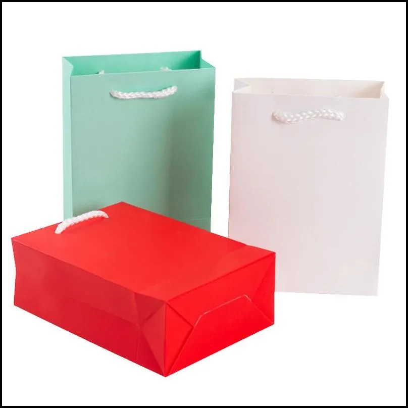 30pcs small gift bag with handles craft package paper box for jewelry birthday decoration event party supply 3 colors 220427