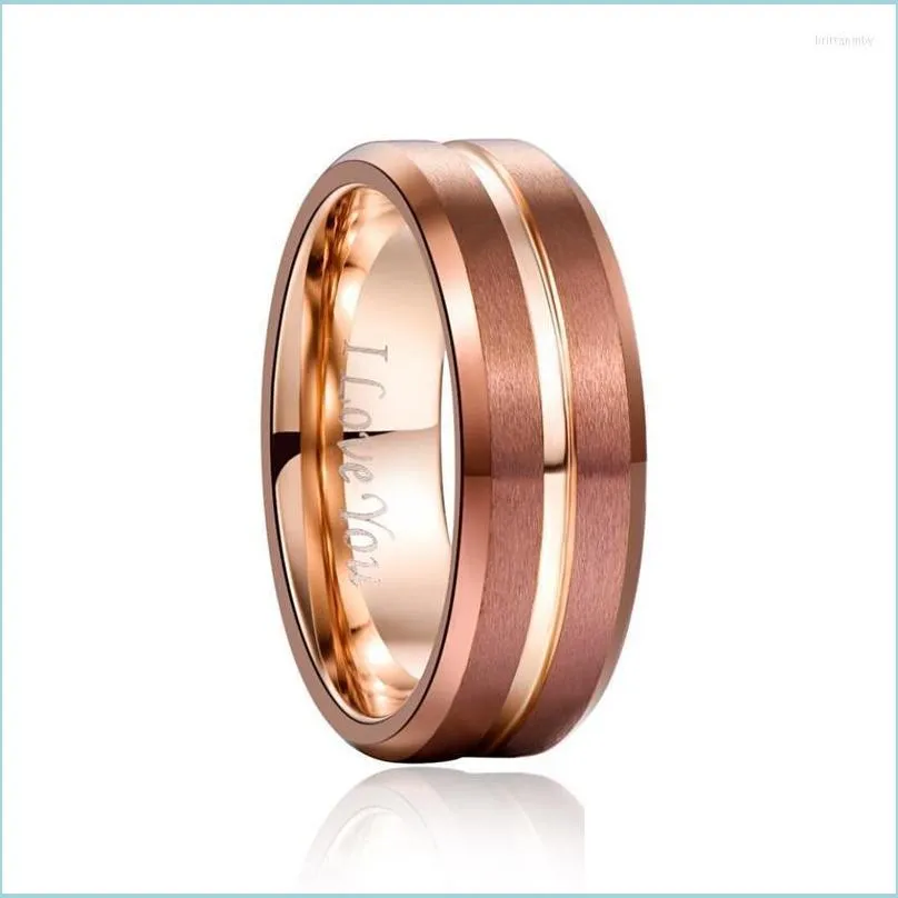 wedding rings engrave i love you promise tungsten ring for men women rose gold color classic couple ringswedding brit22