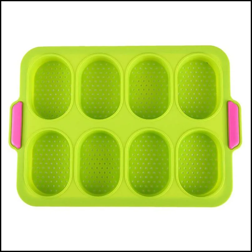 8 grids home diy baking non stick french silicone hamburger heat resistant bread mold easy release good flexibility practical 220601