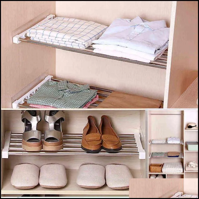 adjustable kitchen wardrobe shoes organizer wall mount bracket storage rack spice jar cabinet shelf supplies bathroom 211102