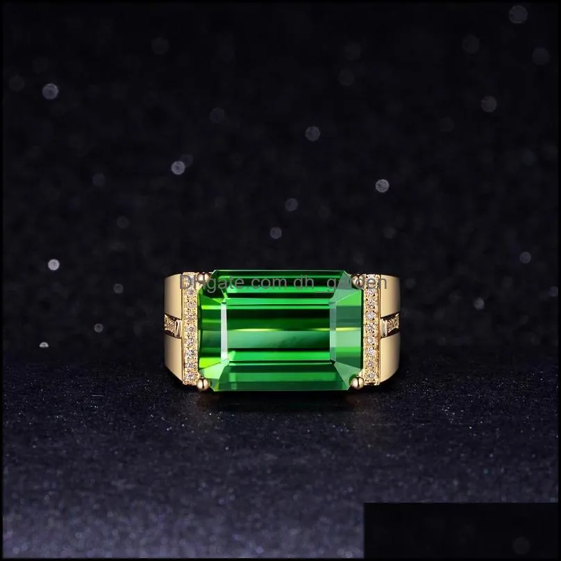 wedding rings luxury gold plated mens band ring square green gems zircon party fashion engagement anniversary jewelry giftwedding