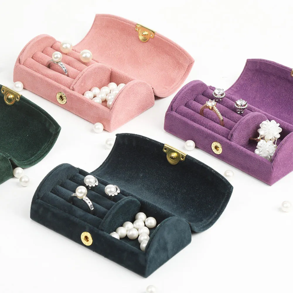 mini jewelry box for women travel portable studs earrings ring necklace organizer high quality velvet packaging display box jewelry packaging amp display