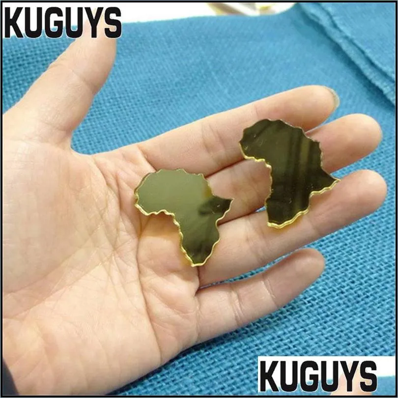 africa map stud earrings for womens jewelry mirror acrylic fashion accessories