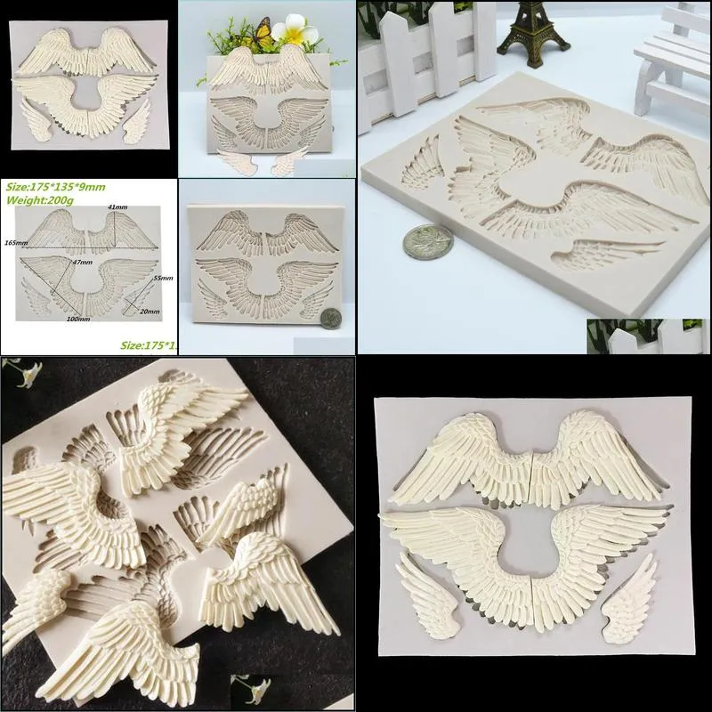 angel wings resin mold silicone kitchen baking tools diy chocolate pastry fondant moulds dessert cake lace decoration supplies 220601