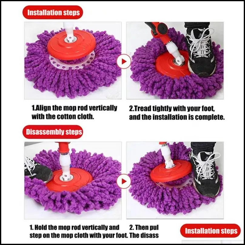 5pcs mop head rotating cotton pads replacement cloth spin for wash floor round squeeze rag cleaning tools household microfiber 220926