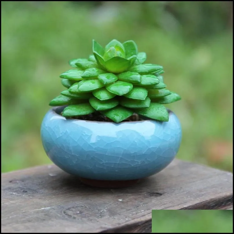 ice cracked ceramics garden pot breathable mini planters for home desktop succulent plants flowerpot