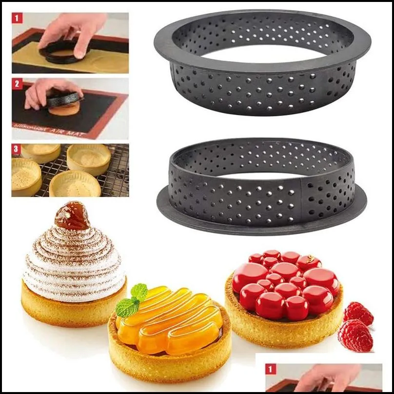 8pcs set non sticktart mold ring perforated plastic cutting rings mousse circle cutter diy baking accessories 220601