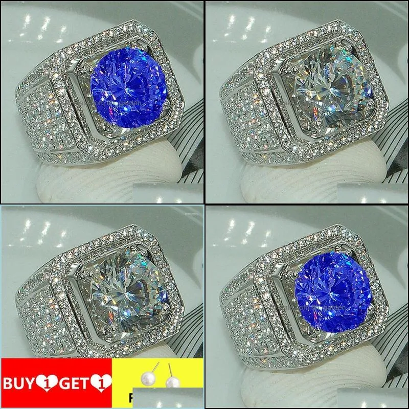 wedding rings luxury full blue crystal big stone cubic zirconia for men and women male metal plated zircon ring sz 613 y40wedding