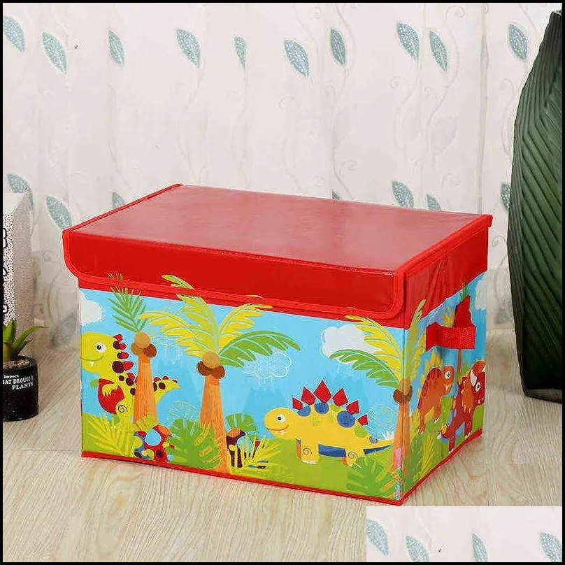 folding storage box foldable bins toys organizer with lids and handl basket laundry 211102