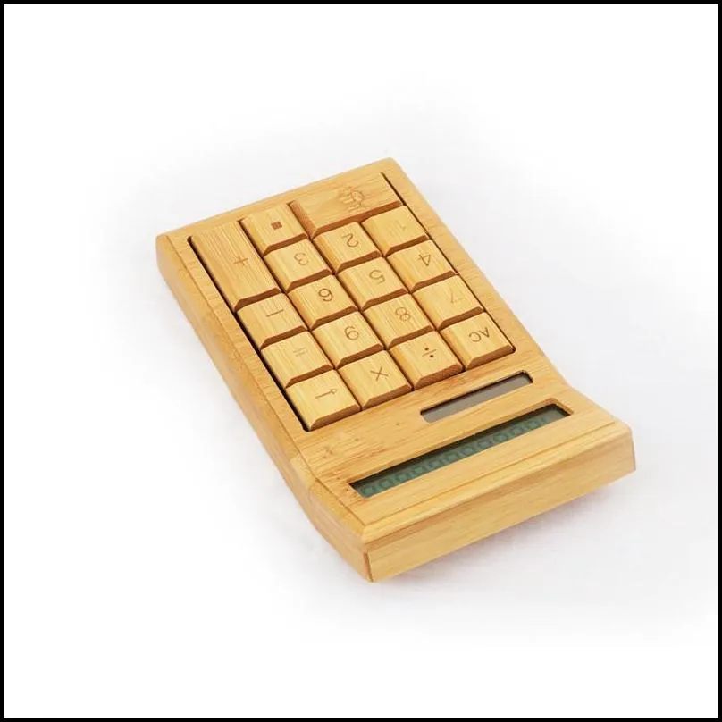 bamboo office calculator 12 digit lcd display school special gift christmas calculate commercial tool battery solar powered 220510