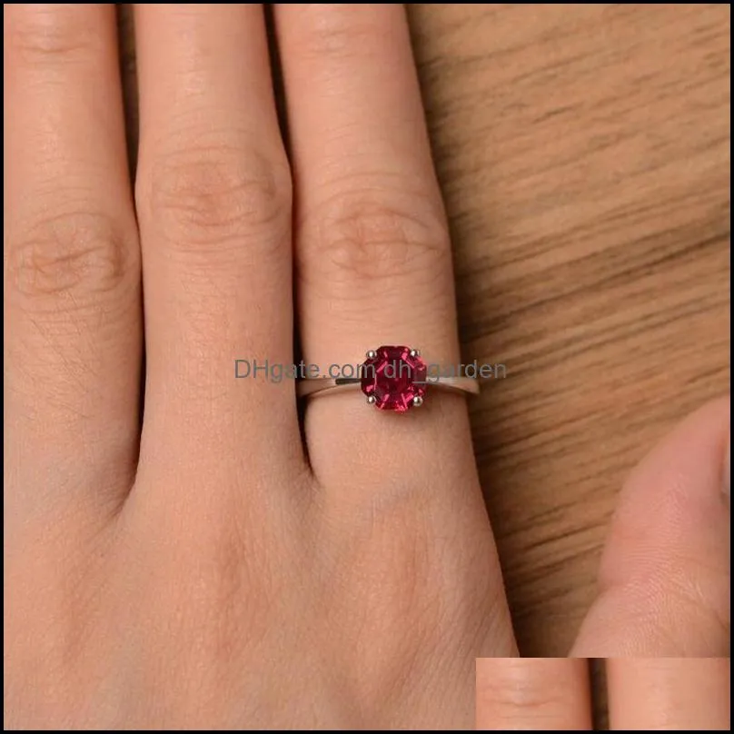 wedding rings luxury siver plated red kaleidoscope cut stone ring for women girls engagement jewelry lovers valentines giftwedding