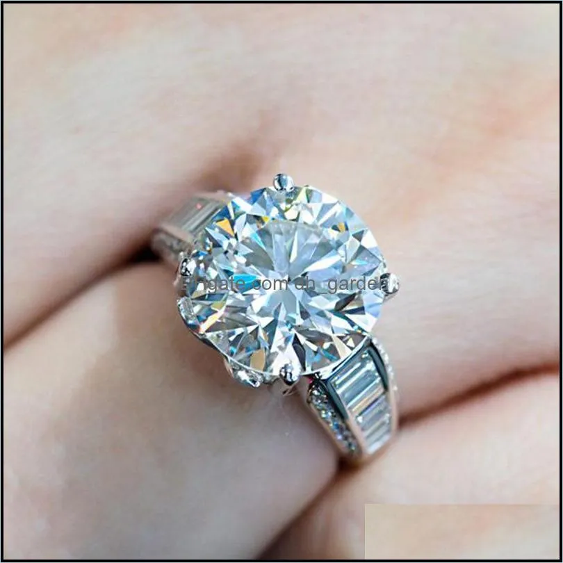 wedding rings luxury 11mm round cubic zirconia women engagement accessories simple elegant ladys ring classic jewelry