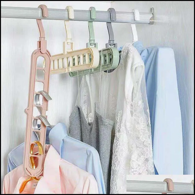 9 hole multifunctional folding hangers space saving 360 rotating magic hanger home wardrobe drying clothes storage rack