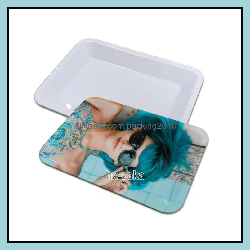 sublimation rolling tray plates restaurant tray blank plain smoking accessories custom metal medium small mini size dinner plate