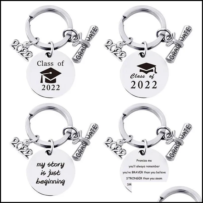 stainless steel graduation party keychain pendant metal keychains luggage decoration keyring creative graduation