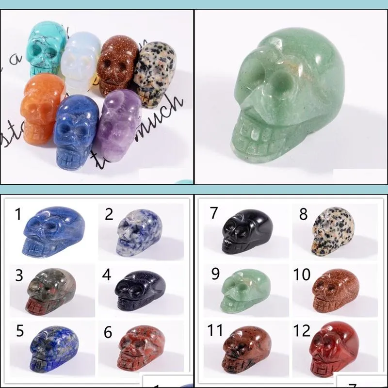 party decoration 1 inch crystal quarze skull sculpture hand carved gemstone statue figurine collectible healing halloween fy7960