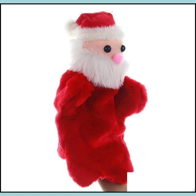 christmas hand cartoon santa claus plush puppets doll baby toys gifts wholesale