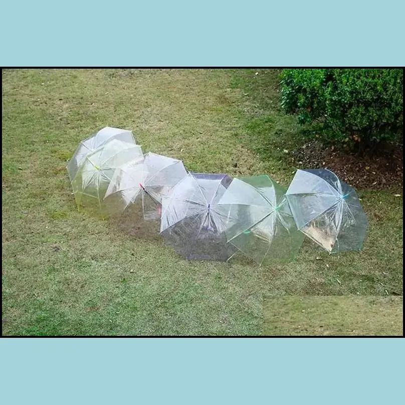dhs clear transparent rain umbrella pvc rain dome bubble rain sun shade long handle straight stick