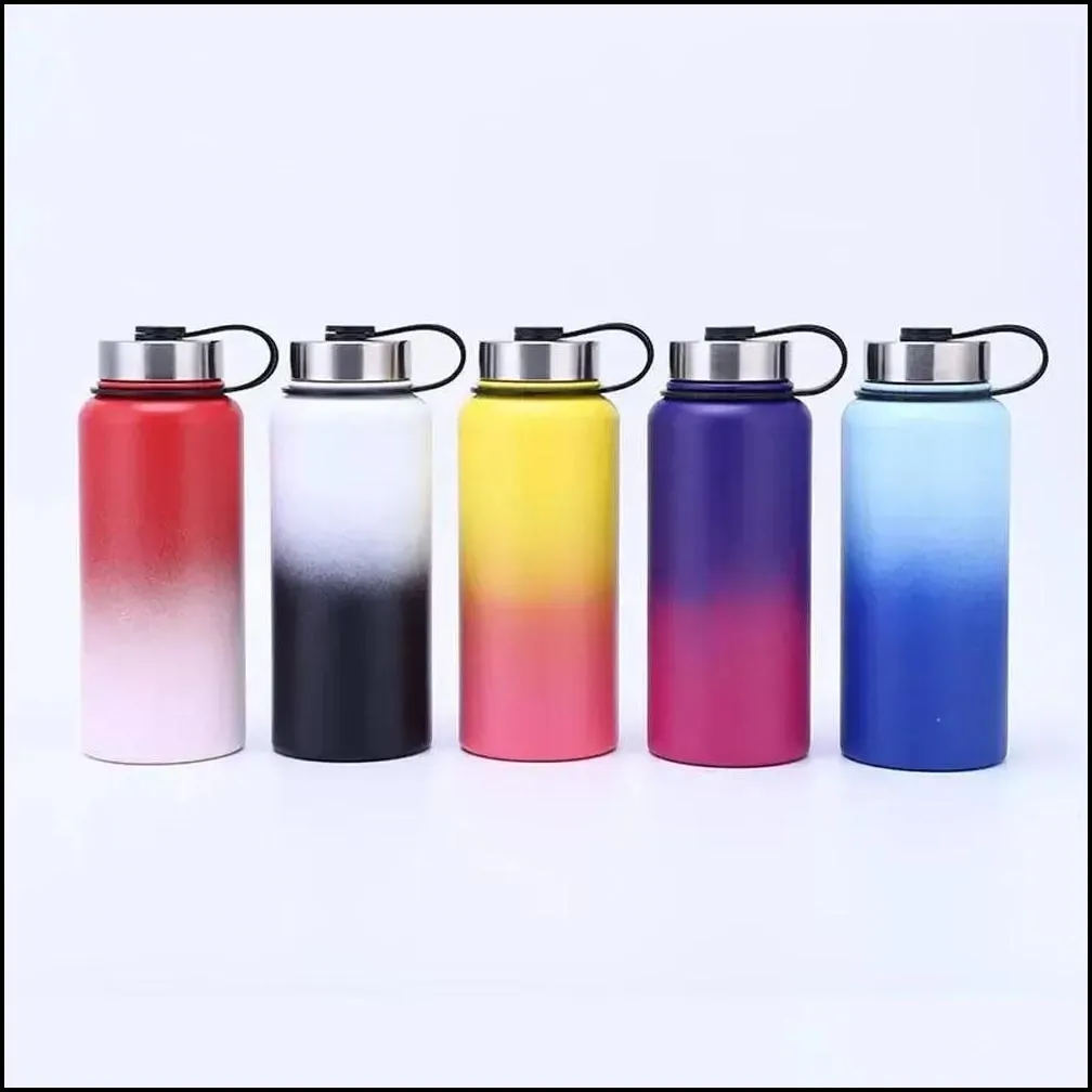 32oz/1000ml mugs stainless steel car cups vacuum insulated double wall water bottle thermal sublimation gradient color space cup