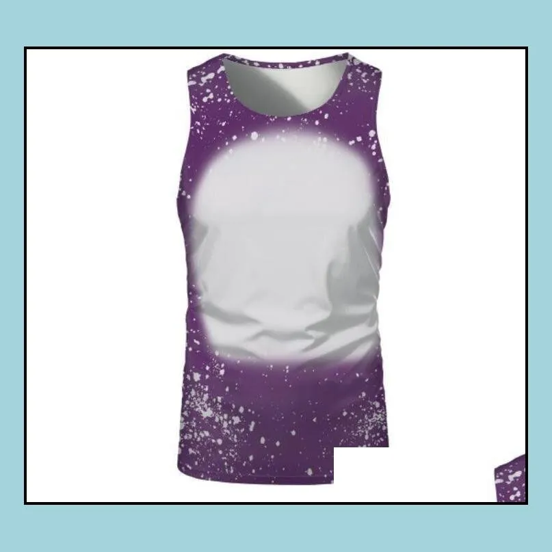 sublimation bleached sleeveless shirts heat transfer party favor bleach shirt bleached polyester tshirts us men women supplies