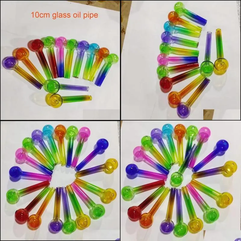 wholesale 4inch rainbow pyrex glass oil burner pipe colorful quality great tube nail tips smoking pipe