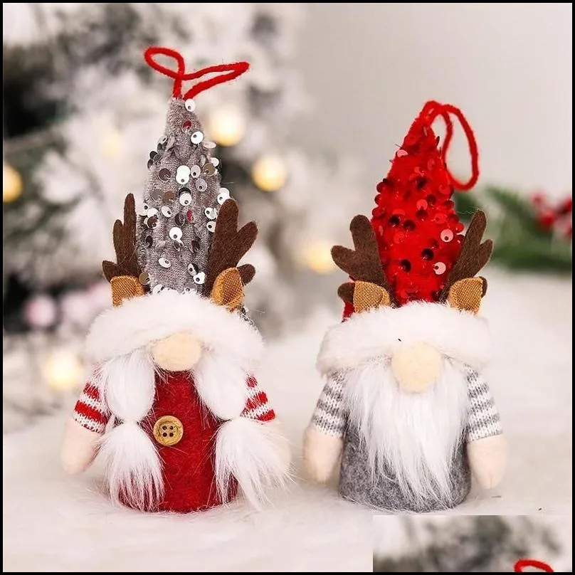 christmas elf decoration luminous antler faceless old man doll with shiny hats for tree gnome festival accessories home decor